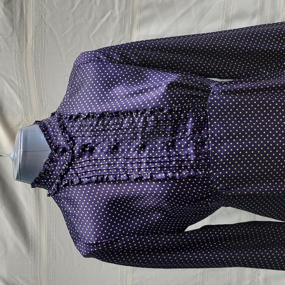 Navy J. Crew Silk Polka Dot Blouse - Picture 7 of 7